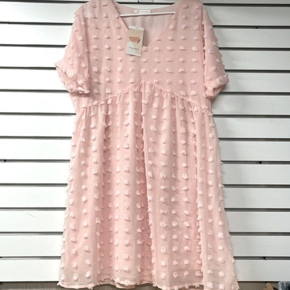 Dresses & Skirts - NWT Short‎ Sleeve Swing Mini Beach Sundress  A-line V Neck Light Pink Medium